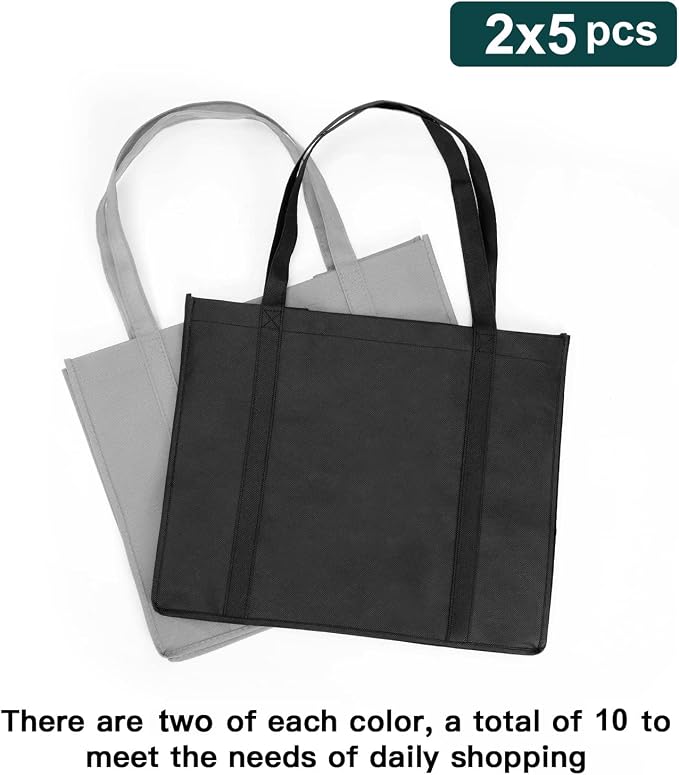 HECTOLIFE 20-Pack Reusable Grocery Bags，Large Washable Foldable Shopping Bags，Heavy Duty Tote Bags with Reinforced Handles - Image 6