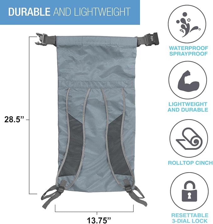 Lewis N. Clark WaterSeals Locking Backpack | Waterproof Bag | Anti-Theft Combination Lock | For Men & Women | Gray - Image 6