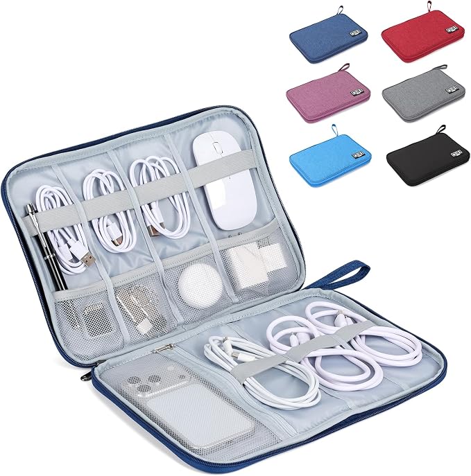 Cable Organizer Bag, Electronics Organizer Case for Tech Accessories | Store chargers, cables, power banks and adapters with elastic loops, mesh pockets and organized compartments for travel. by Unknown