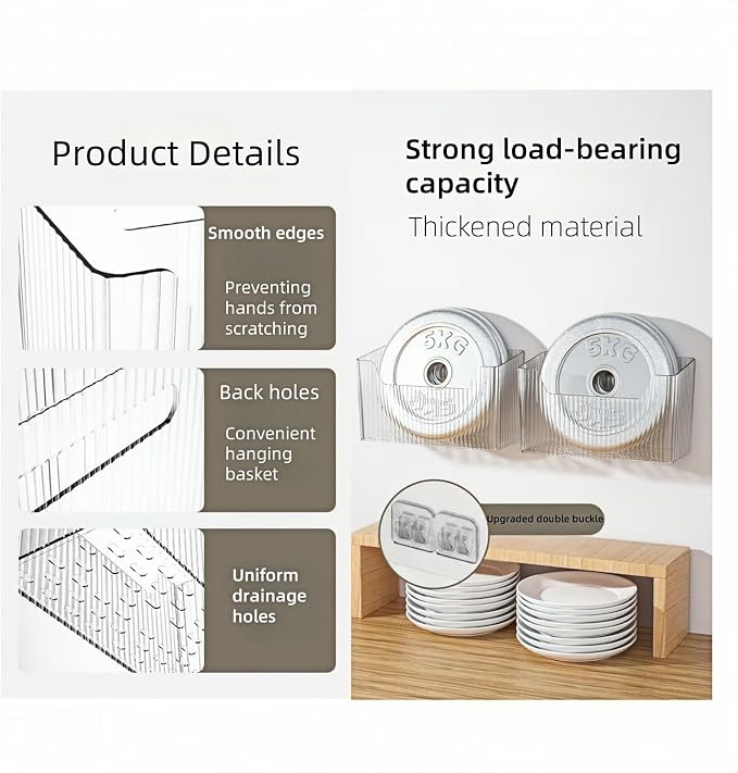 2 Pack Cabinet Door Organizer, Clear Storage Caddy, Adhesive Wall Mounted Organizer Bins, with Self Adhesive Tape, for Bathroom, Kitchen, Cabinet, Living Room - Image 7