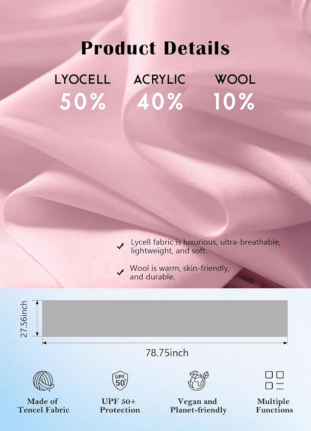 Women's Wool Blend Travel Scarf Lightweight Breathable Wrap Pashmina Airplane Blanket Shawl - Image 6