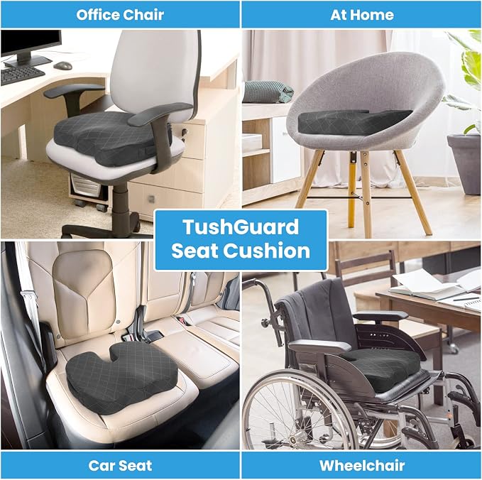 Seat Cushion - for Office Chair, Car Seat, Airplane, Bleacher - Sciatica & Coccyx Pain Relief Desk Chair Cushion for Long Sitting Office Workers, Car Drivers(Grey, XX-Large) | for Car Seat, Airplane, Desk Chair - Sciatica & Hip & Coccyx Pain Relief Cus... - Image 5