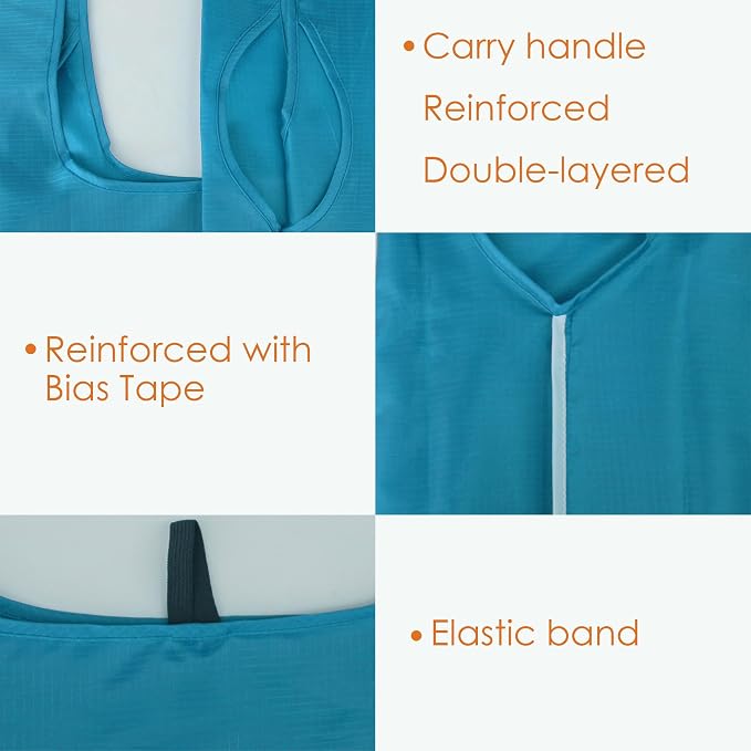BeeGreen Reusable Grocery Bags Lake Blue Kitchen Bags Bulk Foldable-Machine Washable with Zipper Storage Pouch 50 Packs - Image 7