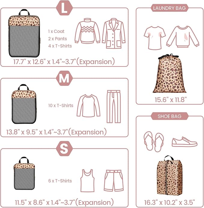 Cambond Compression Packing Cubes for Travel Women - Lightweight Luggage Organizers Bag Packing Cubes for Carry on Suitcases - Image 2
