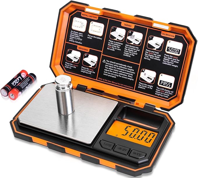 Fuzion Digital Pocket Scale, 500g x 0.01g Gram Scale, High Precision | Small Jewelry Scale with 50g Calibration Weight, 6 Units Ounces Grains, Tare Function for Jewelry, Coin, Powder, Food by Fuzion%C2%AE
