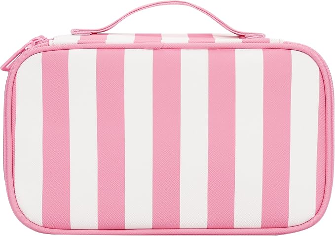 Relavel Travel Makeup Bag, Small Cosmetic Bag with Brush Compartment | Portable Makeup Pouch for Women, Double Layer Makeup Organizer Bag Cute Toiletry Bag, Wide Strip - Image 8