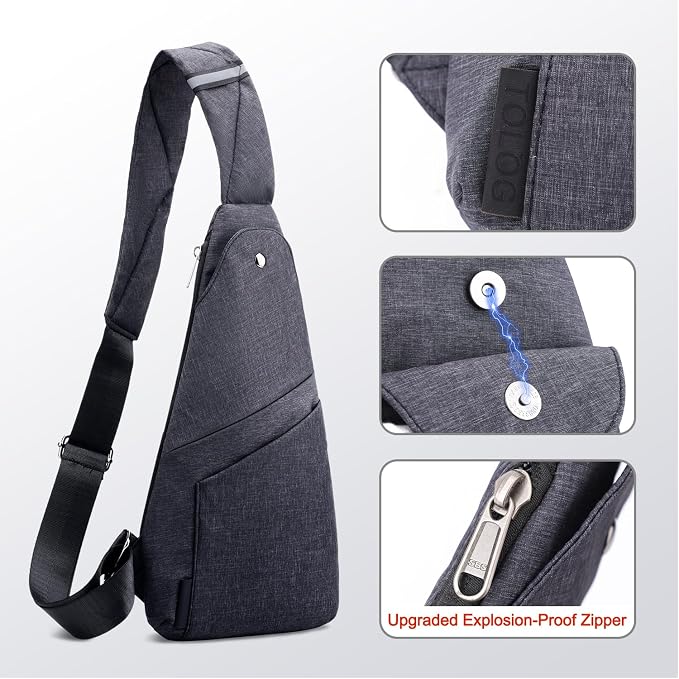 Slim Anti Theft Sling Bag Small Travel Pack Pickpocket Proof Crossbody Bag | Anti Theft One Shoulder Bag Flat Anti Pickpocket Bag Travel Pouch Passport Bag Secure Purses for Men Women lightweight - Image 6