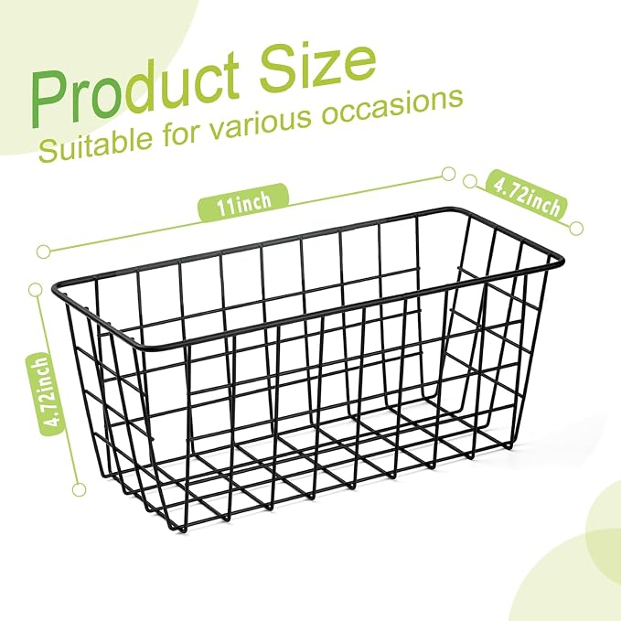 ZUSHALLMY 4 Pack Hanging Kitchen Baskets, Adhesive Wire Wall Storage Basket, No Drilling Hanging Fruit Baskets, Cabinet Door Organizer for Kitchen Bathroom Pantry, Upgrade Super-sized Adhesive (4) - Image 2