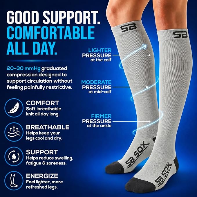 SB SOX Compression Socks for Men & Women (20-30mmHg) | Best Quality Compression Socks for Flying, Medical, Sports, Wide Calf Fit, Pregnancy, and Daily Wear. Trusted since 2016. - Image 4