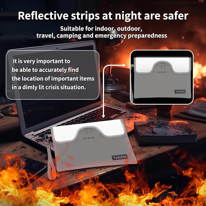 5200°F Fireproof Money Bag with Lock, Water Fireproof Document Bag with Zipper, 8 Layers Fire Insulation, Small Fireproof Safe Storage Pouch with Lock for Cash, Passport, (8.3" x 11", Beige - Image 5