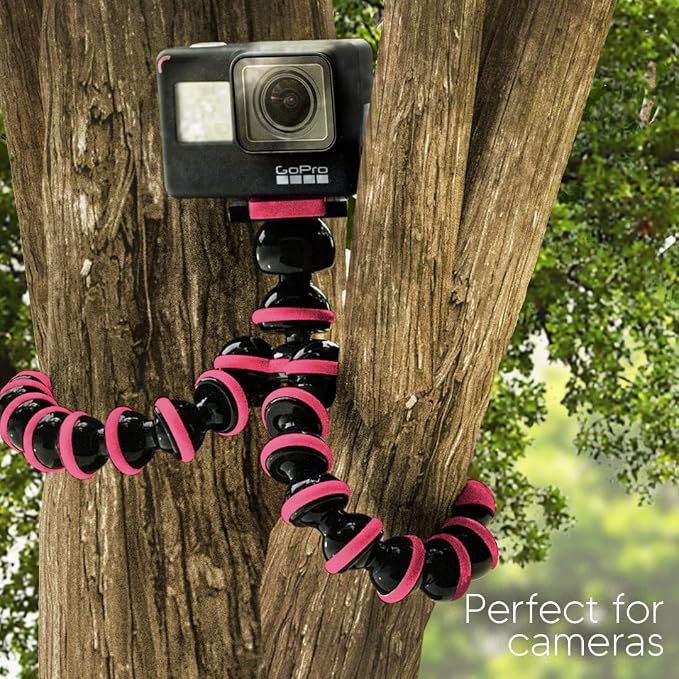 TalkWorks Flexible Tripod for iPhone, Android, Camera - Bendable Legs, Adjustable Stand Holder with Mini Wireless Remote for Selfies, Vlogging, Beauty/Makeup, Live Streaming/Recording - Pink - Image 7