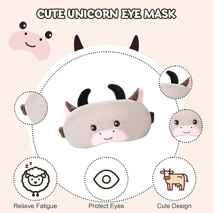 Cirorld Travel Pillow for Kids Adult Cute Neck Pillow for Traveling Memory Foam Airplane Pillow Sleep Mask Animal Flight Pillow Head Rest Neck Support for Cars Long Flights (Cow, 9-12 Y/O) - Image 6