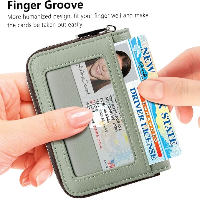 FurArt Zipper Wallet Women RFID Credit Card Holder keychain Wallet | ID Window RFID Blocking Compact Small business 15/16 slots - Image 2