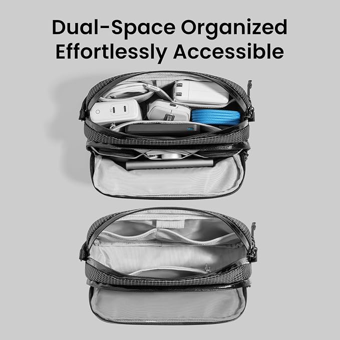 tomtoc Electronic Organizer Travel Case Performance, Dual Compartment Bag | Water Resistant Cable Organization Storage for Charger, Cord, Phone, Hard Drive, Power Bank, Accessories Travel Essentials - Image 5