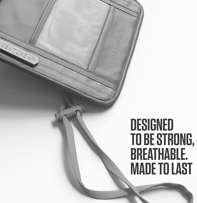 VENTURE 4TH Travel Neck Wallet, RFID Blocking Passport Holder -Sleek Silver - Image 4