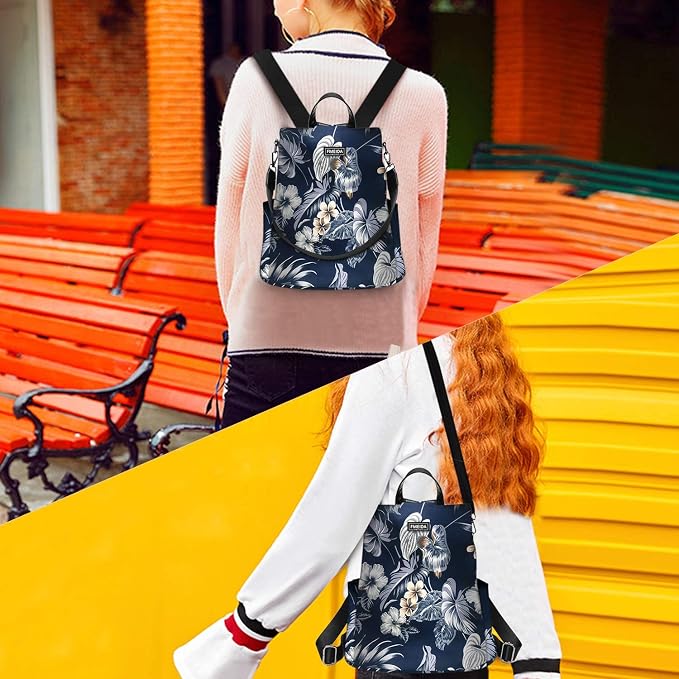 Waterproof Backpack Purse for Women Anti Theft Fashion Daypack Nylon Travel Bag Crossbody Shoulder Bag - Hawaii Flower 13"x5.9"x13.9" | Hidden Back Zipper Opening, Compact Travel Size,Summer Purse, Daypack for College Work, Hawaii Flower Back pack - Image 6