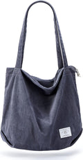KALIDI Women Corduroy Tote Bag Zipper Casual Tote's Handbag Big Capacity Shoulder Bag with Pockets by KALIDIFANCYFOREST