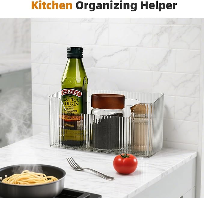 "Set of 3 Shower Caddy & Cabinet Door Organizer - Wall Mounted Shower Shelves with Adhesive, Stackable Plastic Shower Organizer, Clear Bathroom Organizers for Kitchen, Pantry (BPA Free, Large)" - Image 4