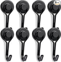 Swivel Swing Magnetic Hooks 40LBS Black Refrigerator Magnet Hook | Strong Neodymium Magnets for Cruise Cabins Refrigerator Hanging Garage Workshop Office and Kitchen 8 Pack by EBAVITE