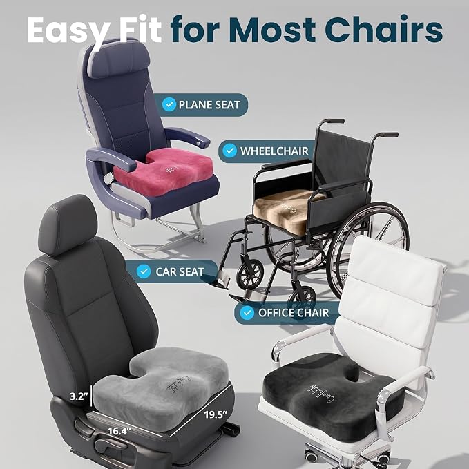 ComfiLife Extra Large Gel & Memory Foam Seat Cushion - Doctor Recommended Office Chair, Car Seat, Lifting Cushion - Back & Sciatica Pain Relief - Wide Seat Cushion for Big & Tall (Charcoal) - Image 6