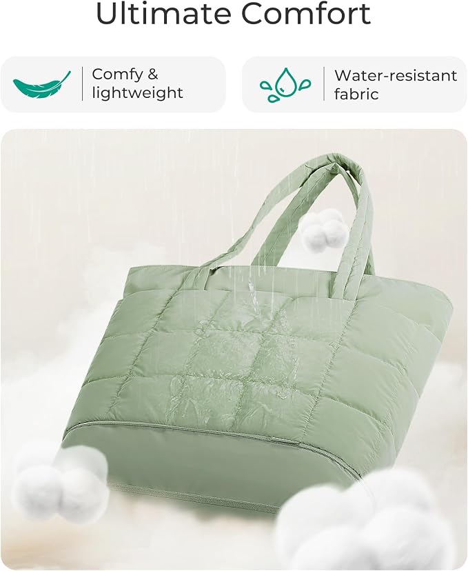 BAGSMART Expandable Tote Bag for Women, Puffer Work Tote Travel Bag | Quilted Carry On Bag for Travel Work Gym College, Waterproof Travel essentials - Image 6