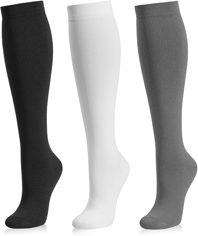Medical Compression Socks for Women and Men 3 Pairs 20-30 mmHg Knee High Christmas Compression Stockings Circulation Best for Running Athletic Nurses by UUSOCKS