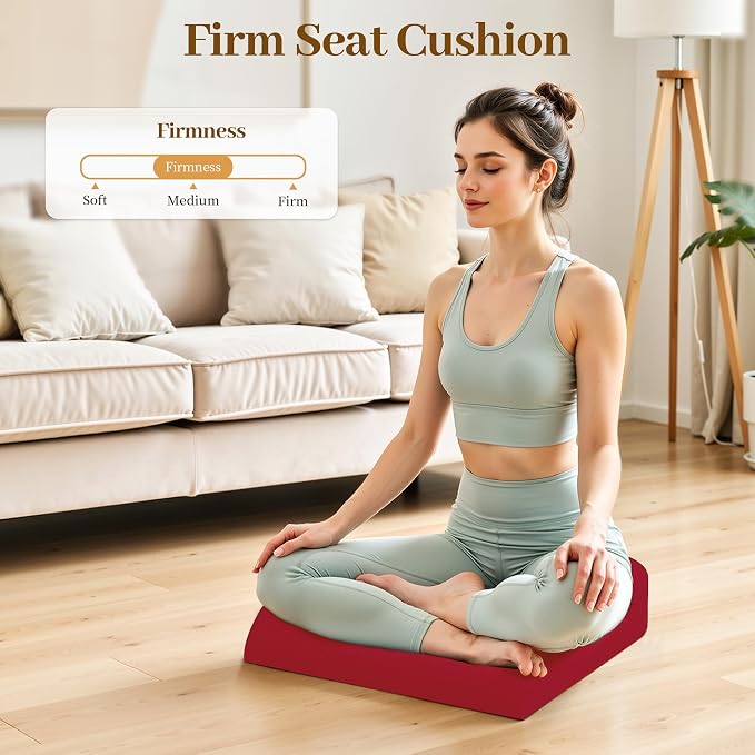 TranquilRelax 2XL Memory Foam Seat Cushion for Office Chair, 3.7-Inch, Red | Medium-firm Support for Long Sitting, Washable Mesh Cover, Non-slip Base, Perfect for Car Seats & Short Drivers - Image 9