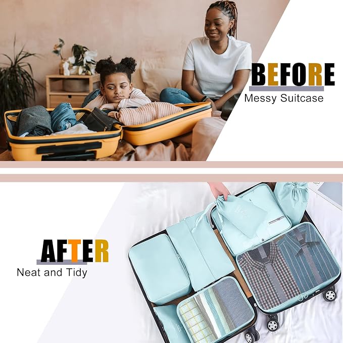 Packing Cubes for Travel- 8 Set Luggage Organizer Bags for Family, Mesh Breathable Travel Packing Cubes for Suitcases Durable Travel Essentials Bags Set (Blue, 8 Set) - Image 7