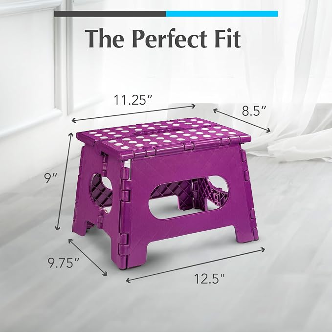 Handy Laundry Folding Step Stool 9 Inch 2-Pack, Purple, Holds 300 lbs | 2-Pack, 9 Inch, Purple, Foldable Collapsible Step Stool, Non-Slip, Holds 300 lbs, Kitchen Bathroom Bedroom, Adults - Image 5