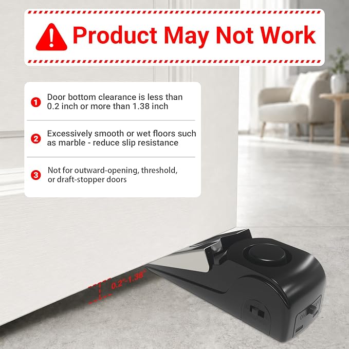 Portable Door Lock and Door Stop Alarm, Hotel Travel Security Set for Home | Hotel Safety Device for Door Security, Portable Lock for Hotel Room, Apartment, College Dorm and Travel - Image 6