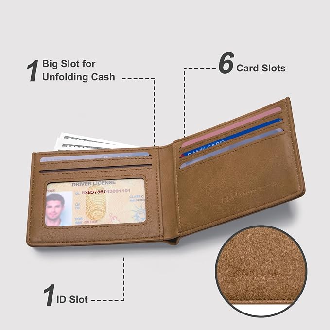 Chelmon Slim Wallet for Men ID Window with RFID Blocking Front Pocket Minimalist Bifold Bussiness Card Holder Gift for Men - Image 2