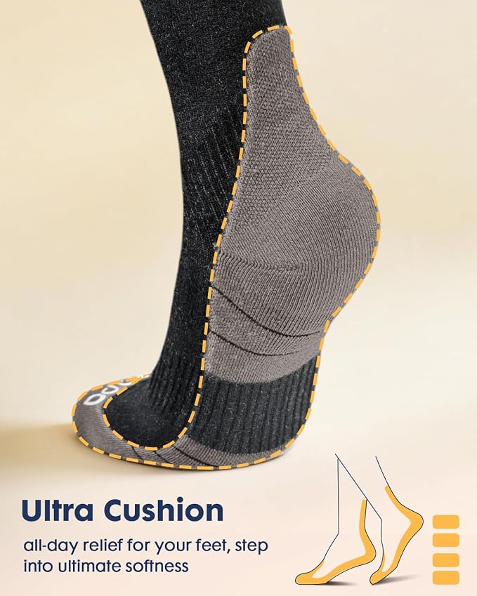 Comfortable Cotton Compression Socks | 20-30mmHg Ankle Arch Support Socks, Breathable Extra Cushion for Flying Travel Nurse, Graduated Support for Women Men - Image 3