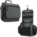 VENTURE 4TH Hanging Travel Toiletry Bag, 18 Compartments - Shadow Gray | Hangs on rails, hooks or doors; stands upright. Removable TSA pouch. Water-resistant Nylon 290D Twill, reinforced stitching. by VENTURE4TH