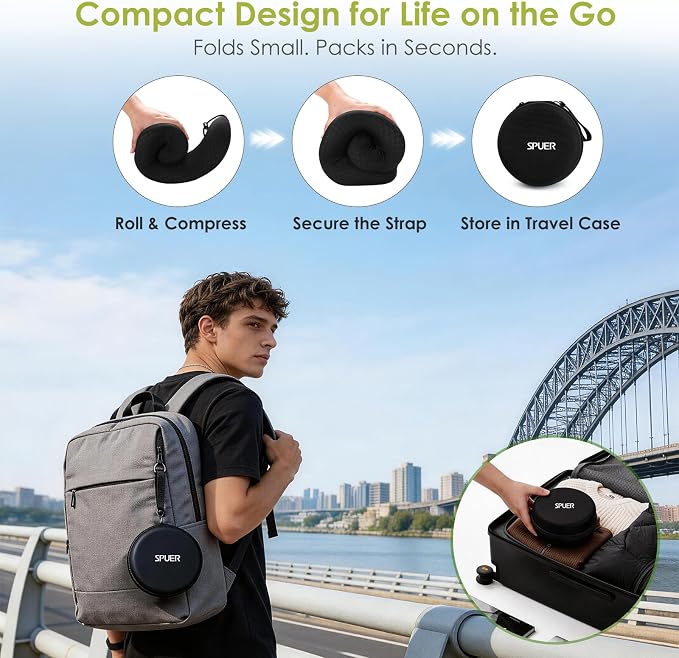 Premium Travel Pillow for Airplanes, Ergonomic Neck Pillow for Long Flights | 100% Pure Memory Foam Travel Neck Pillow with 360° Neck & Chin Support, U-Shaped Airplane Pillow, Petal-Shaped Support - Image 5