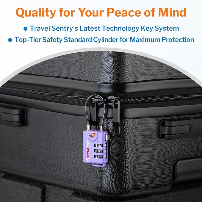 Forge TSA Approved Luggage Locks, Re-settable Combination with Alloy Body, Light Purple 2 PK, for Luggage, Suitcase, Backpack and More. - Image 5
