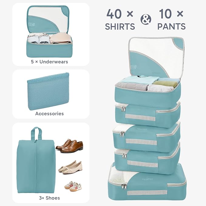 OlarHike 10 Set Packing Cubes for Travel,Gifts for Women Mom,Anti-Tearing Suitcase Organizer,with Over 1000 pcs Mesh Holes,Vacation Essentials & Accessories for Cruise Ship - Image 4