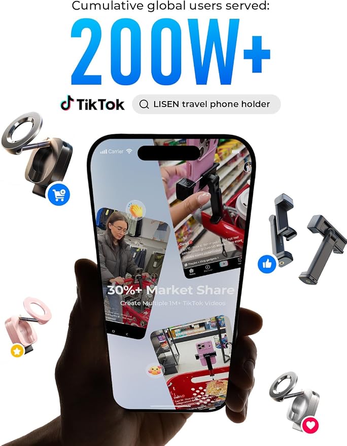 LISEN Airplane Travel Essentials (LED) Phone Stand Holder for Desk 2026 Airplane Gadgets 2026 Women Men Long Flight Accessories Photographic Lighting Flash Tubes Kids Gifts，2pack - Image 6