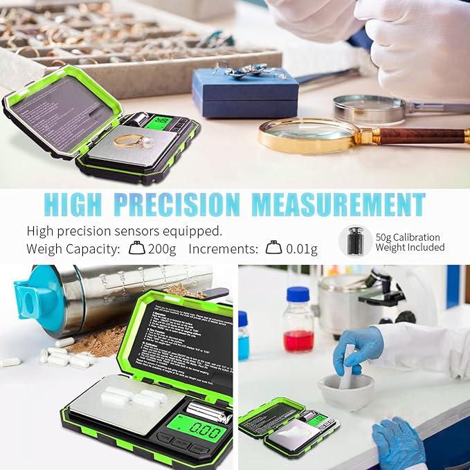 Fuzion Digital Pocket Scale, 200g x 0.01g Gram Scale High Precision | Mini Jewelry Scale with 50g Calibration Weight, 6 Units Ounces Grains, Tare Function for Jewelry, Coin, Powder, Food - Image 2