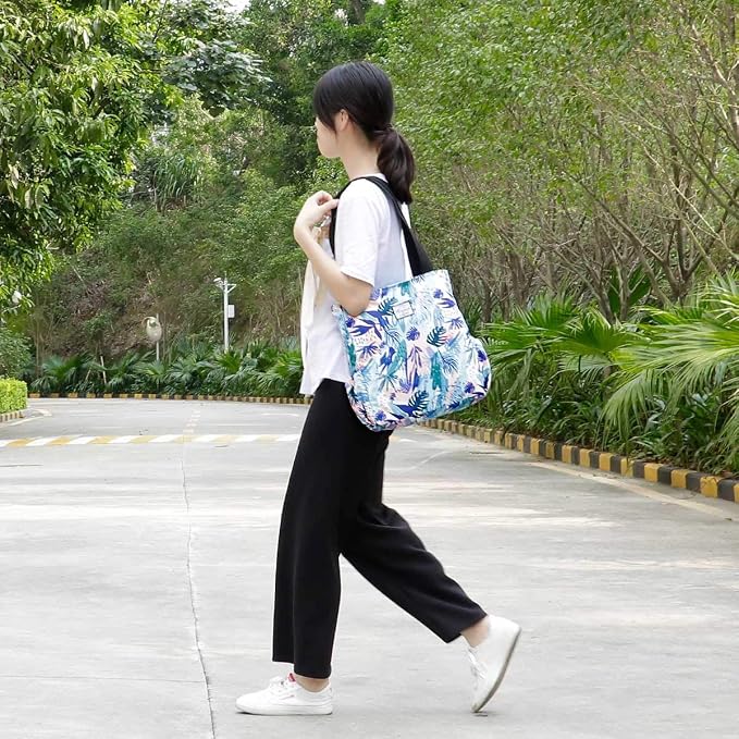 KAMO Floral Tote Bag - Waterproof Lightweight Handbags Travel Shoulder Bag for Hiking Yoga Gym Swimming Travel Beach - Image 2