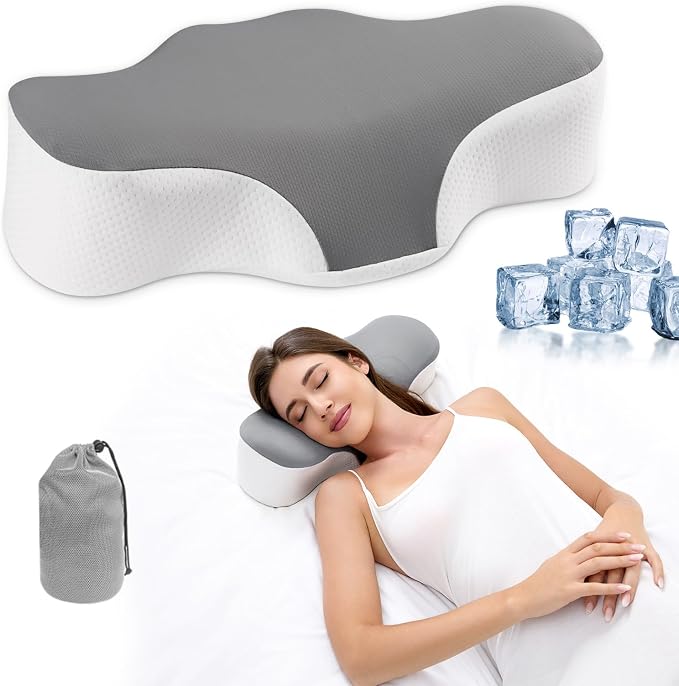 Bespilow Camping Travel Pillow for Sleeping - Memory Foam Cervical Neck Support Pillow for Neck Pain Relief, Inflatable Alternative, Compressible Cooling Orthopedic Pillow for Backpacking, Airplane by cervicalpillow