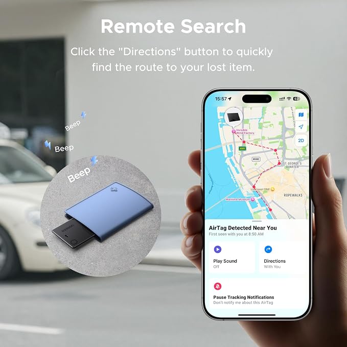UGREEN FineTrack Slim Wallet Tracker Card (iOS Only) | Rechargeable Air Tracker Tags Compatible with Apple Find My, Smart Tags for Wallet ,Luggage and More - Image 5