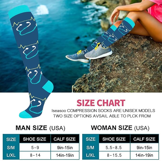 Copper Compression Socks 15-20 mmHg for Men & Women 8 Pairs – Circulation Support for Nurses, Travel, Running, Hiking, Soccer - Image 6