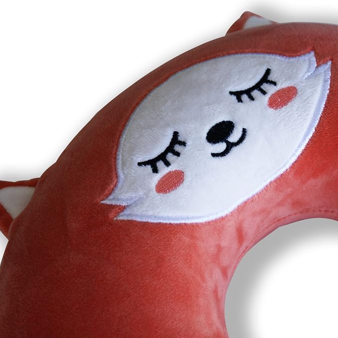 Sexysamba Cartoon Headrest & Neck Pillow for Kids Boys & Girls, Teens, Travel Accessories for Airplane, Car, Recline, Memory Foam Cute Travel Pillow with Sleep Eye Mask - Fox - Image 6