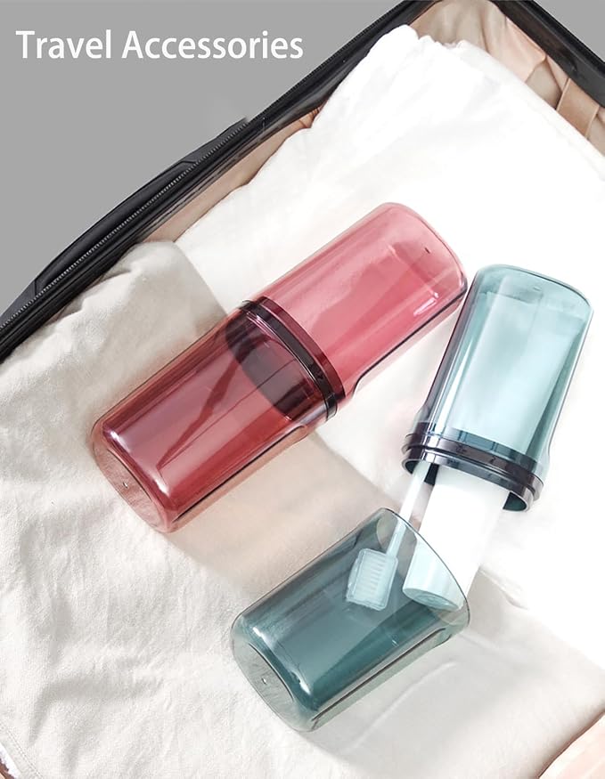 Travel Toileting Cup, Transparent Mouthwash Cup, Portable Toothbrush & Toothpaste Case with Cover, Toiletries Toothpaste Toothbrush Storage Box for Bathroom Travel Camping Home School Business Trip - Image 6