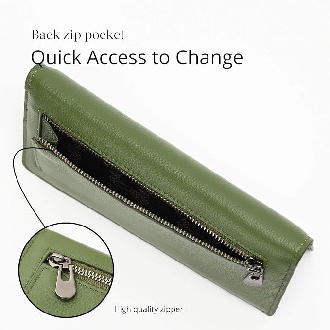 Bveyzi Ultra Slim Thin Leather RFID Blocking Credit Card Holder Bifold Clutch Wallets for Women - Image 4