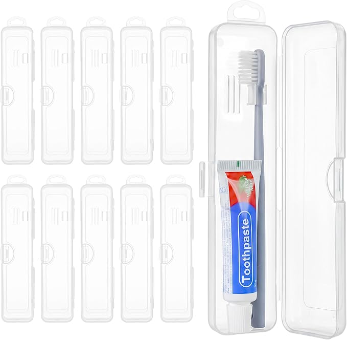 Travel Toothbrush Holder, Transparent (10-Pack) | Portable Travel Toothbrush Case Carries Toothbrushes and Toothpaste, Suitable for Travel, Home, And School by Buyitnow