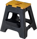 Vigar Compact Folding Step Stool, 16 in 2 Step, Black Bamboo Print | 16 in Foldable Stool, Lightweight Portable Design, Handle, Non Slip Surface, Space-Saving, Supports up to 330 lb by VIGAR