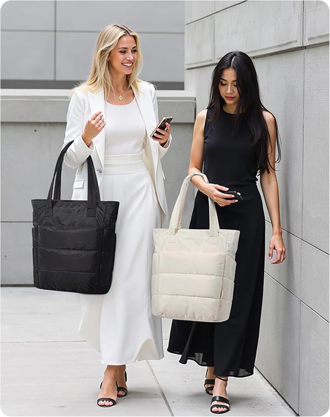 BAGSMART Tote Bag for Women, Lightweight Puffy Tote Bag with Compartments Shoulder Bag Handbag for Travel, Work, Gym | Lightweight - Image 2