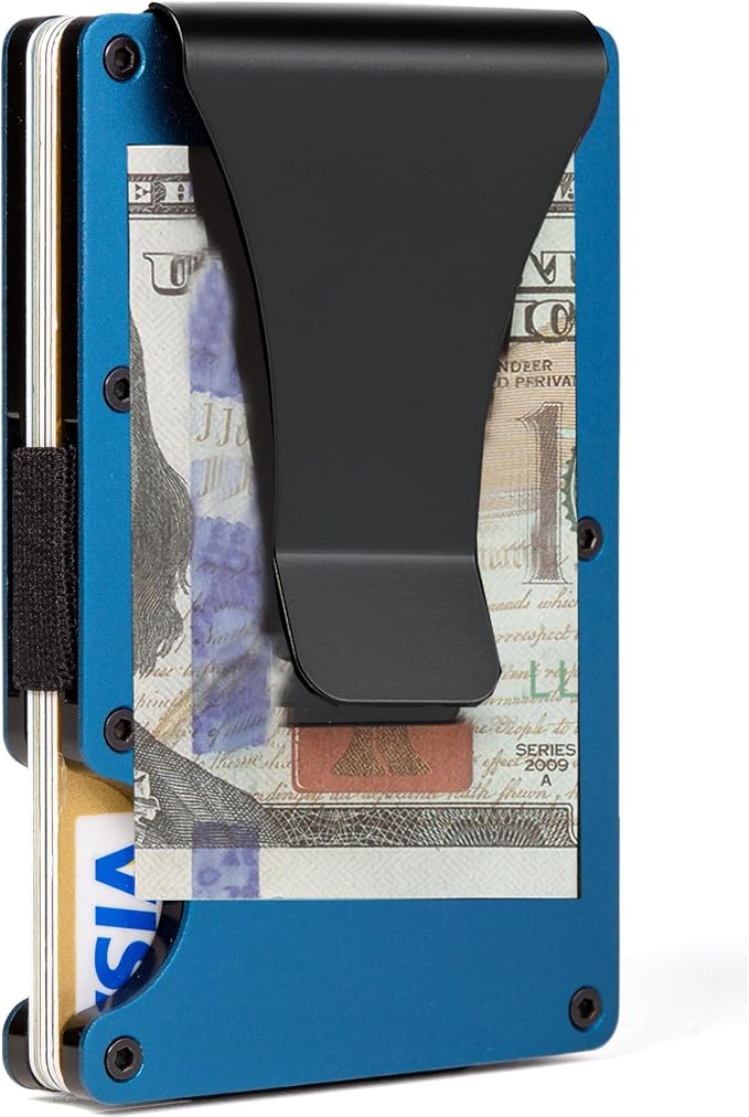 Slim Wallet for Men,RFID Blocking Minimalist Metal Wallet, Money Clip/Cash Holder, Front Pocket Aluminum Credit Card Holder, Ideal Gift for Men,Matte Blue - Image 6