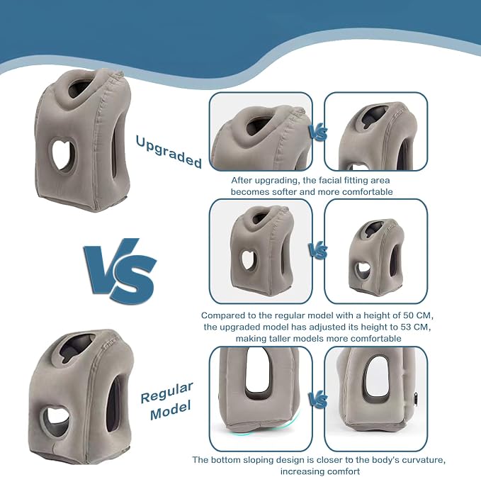 Upgraded Inflatable Travel Air Pillow for Sleeping to Avoid Neck and Shoulder Pain,21" H*12.6" W (Dark Grey, 21 x 12.6 x 12.6 inches) - Image 6